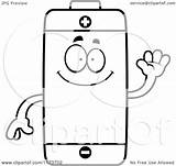 Battery Cartoon Clipart Coloring Mascot Waving Outlined Sketch Vector Thoman Cory Transparent Webstockreview Royalty sketch template