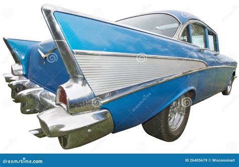 classic car fifties vintage tail fin isolated stock image image  lights blue