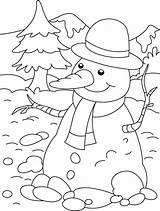 Coloring Snowman Happy Nose Long Pages sketch template