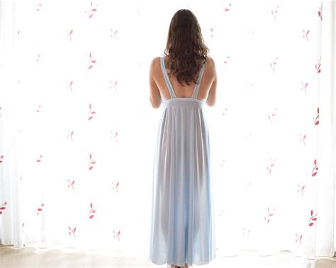 blue sheer nightgown see through lingerie maxi dress t etsy
