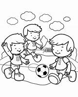 Coloring Football Match Playing Children Pages Ball Soccer Sheets Topcoloringpages Getdrawings sketch template