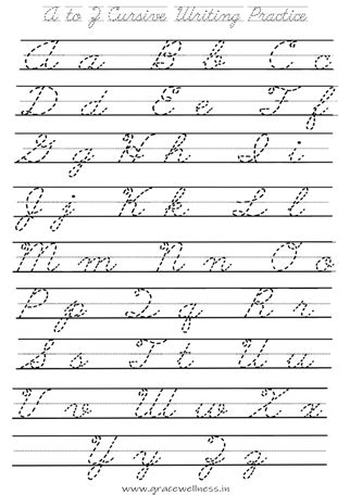 cursive writing practice sheet  capital  small letters