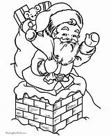 Santa Coloring Pages Christmas Claus Chimney Printable Elves Sheets Print Color House Kids Clipart Chimneys Down Cliparts His Pit Into sketch template