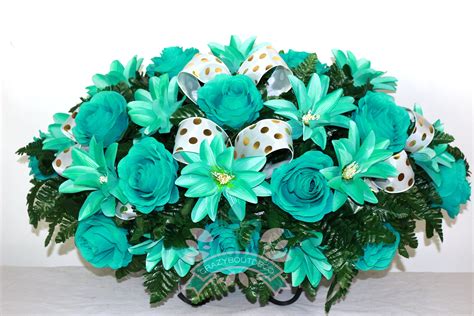 xl beautiful mint green roses cemetery tombstone saddle
