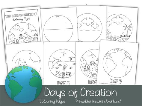 printable colouring page days  creation sunday school etsy