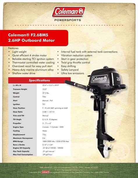 coleman hp outboard motor parts