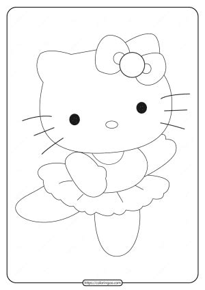 printable ballerina  kitty coloring page