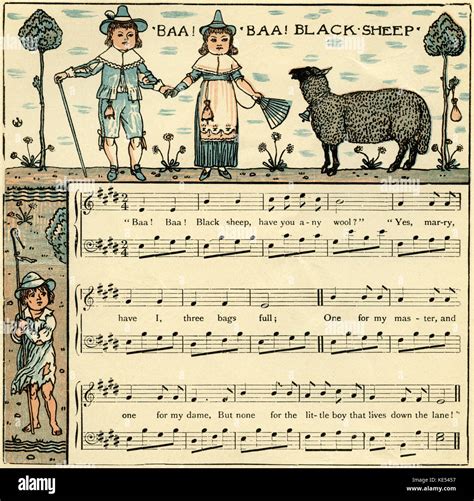 baa baa black sheep nursery rhyme score illustration