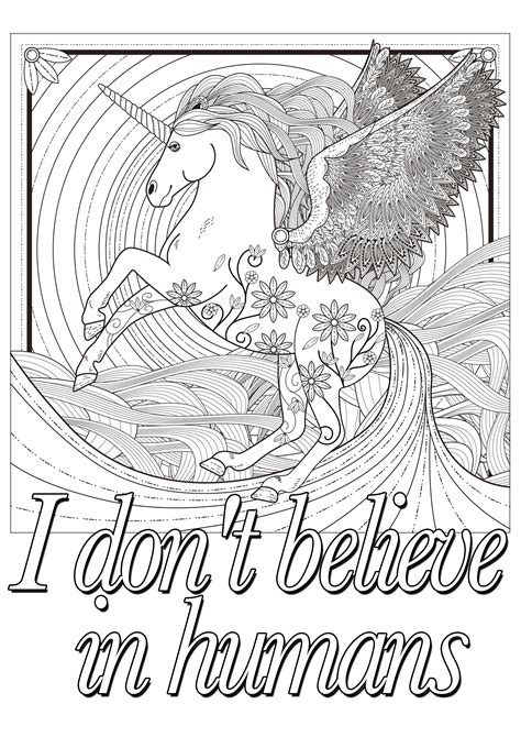 quote unicorn  don    humans quotes adult coloring pages