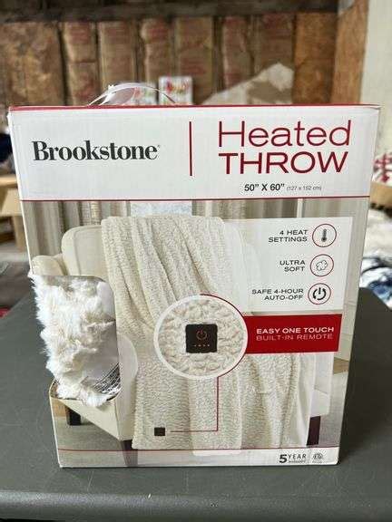 brookstone heated throw blanket plush white    nw asset services