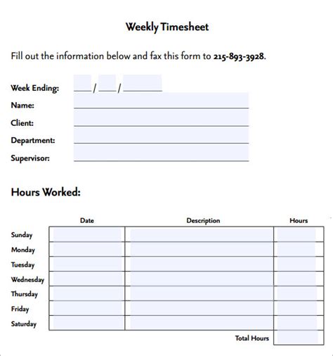 sample weekly timesheet templates  google docs google