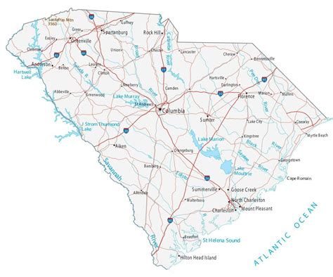 south carolina map cities  roads gis geography