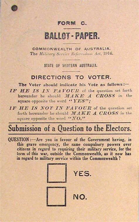world war  conscription plebiscite ballot paper naagovau