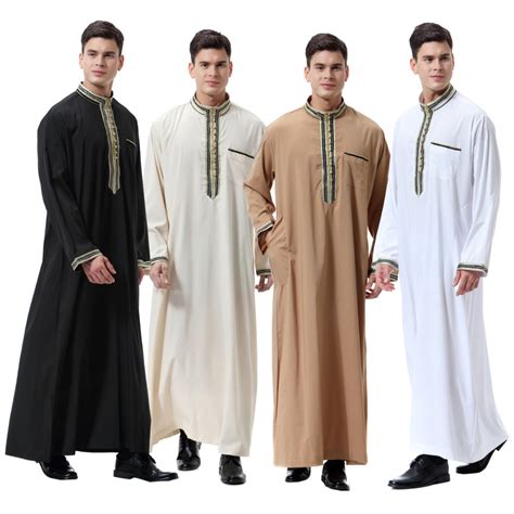 Muslim Man Abaya 2019 Stand Collar Turkish Caftan Robes Islamic