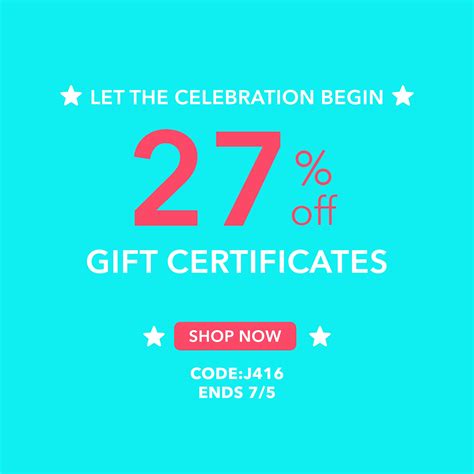 july sale     gift certificates  promo code