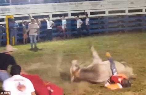 shocking moment a rodeo rider is killed by his own bull daily mail online