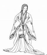 Kimono Coloring Japan Japanese Book Sketch Template Designs sketch template