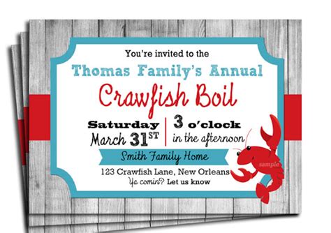 crawfish boil invitation printable  printed   etsy