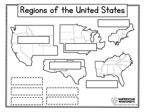 printable  regions   united states worksheets