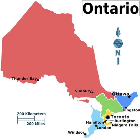 ontario regions map map  canada city geography