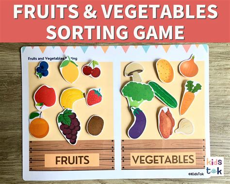 fruit  vegetable sorting game fruit  vegetable sorting etsy uk