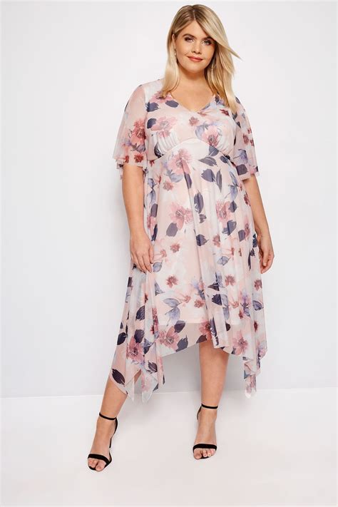 yours london pink floral midi tea dress plus sizes 16 to 32 yours