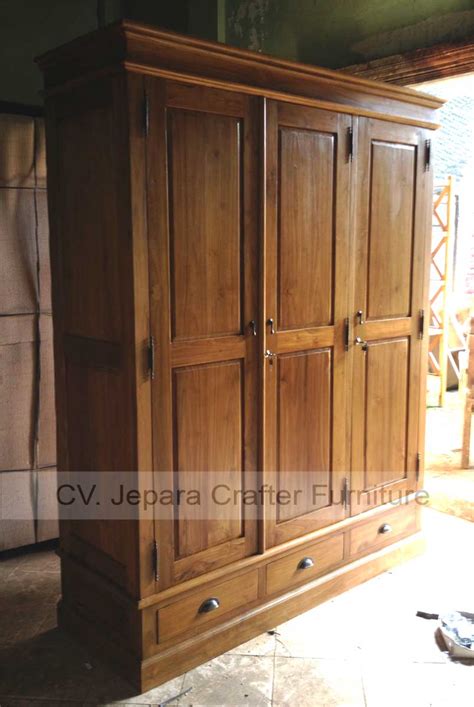 colonial bedroom wardrobe cabinet solid teak wood