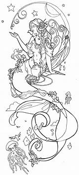 Coloring Meerjungfrau Mermaid Erwachsene Grown Fairies sketch template