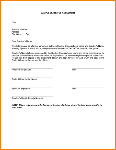 debt settlement agreement letter template examples letter template