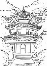 Chinesische Mauer Malvorlage Pagoda Pagode sketch template