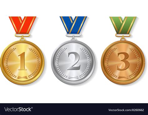 award gold silver  bronze medals set royalty  vector