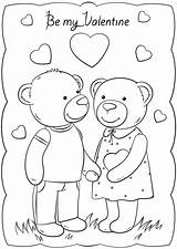 Valentine Card Coloring Valentines Cards Printable Pages Print Kids Bears Drawing St sketch template