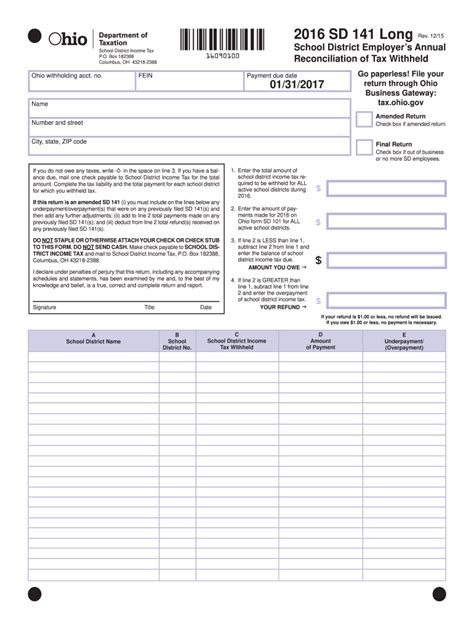 2016 2024 Form Oh Sd 141 Long Fill Online Printable Fillable Blank