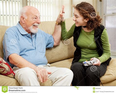high five for grandpa stock images image 9835994
