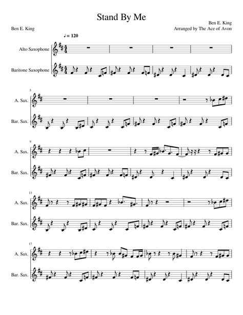 Stand By Me Sax Duet Sheet Music For Alto Saxophone Baritone Saxophone