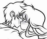 Anime Kissing Drawing Couple Drawings Kiss Coloring Couples Pages Easy Boy Girl Cute Draw Pencil Clipart Face Line Kissy Color sketch template