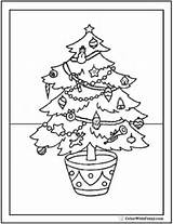 Christmas Tree Coloring Pages Potted sketch template