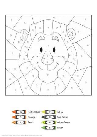 lion color  number coloring pages animal coloring