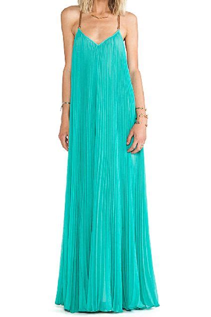 Romwe Romwe Strapped Pleated Backless Green Maxi Dress The Latest