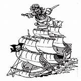 Coloring Ship Pirate Captain Observation Deck Galleon Rear Simple Drawing sketch template