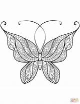 Butterfly Coloring Pages Zentangle Butterflies Kids Printable Patterns Beautiful Adults Color Drawings Mandala Drawing Adult Insects Animals Geeksvgs Designs Supercoloring sketch template