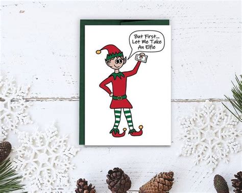 funny christmas card printable funny elf card instant etsy fun
