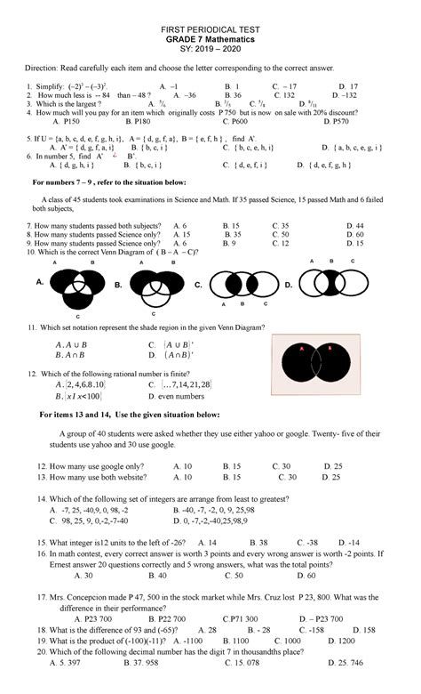 st periodic test math   periodical test grade  mathematics