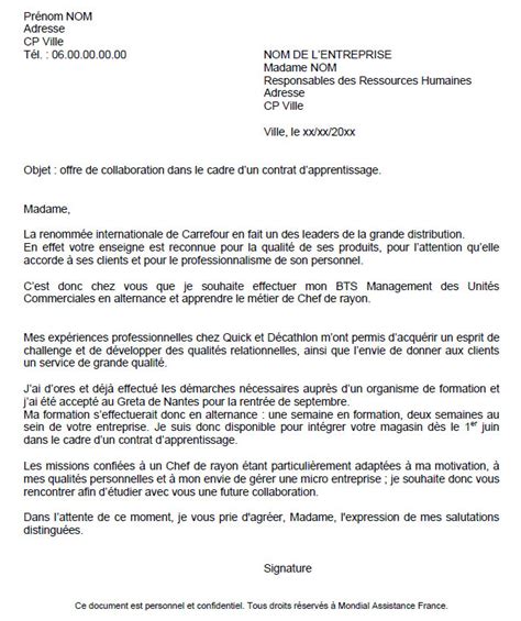 cover letter  exemple de lettre de motivation pour une
