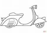 Coloring Vespa Scooter Piaggio Pages Motorcycle Motor Printable Print Drawing sketch template