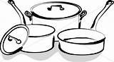 Pots Pans Clipart Utensils Kitchen Pan Cookware Clip Drawing Cook Ware Cliparts Cooking Cafeteria Food Big Vector Graphics Clipground Library sketch template