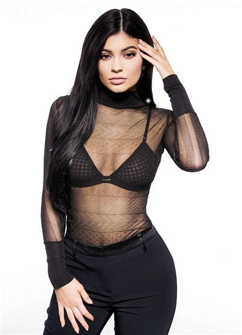 [pic] kylie jenner cleavage in sheer shirt for nip fab racy photo flaunts bra hollywood life