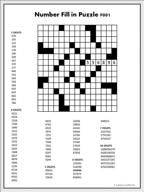 printable number fill  puzzles fill  puzzles word puzzles