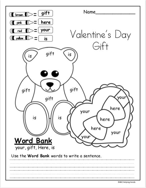 valentines day writing worksheet kindergarten   teachers