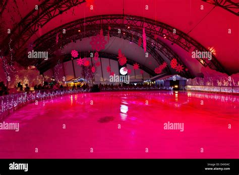 empty ice skating rink eden project cornwall stock photo  alamy
